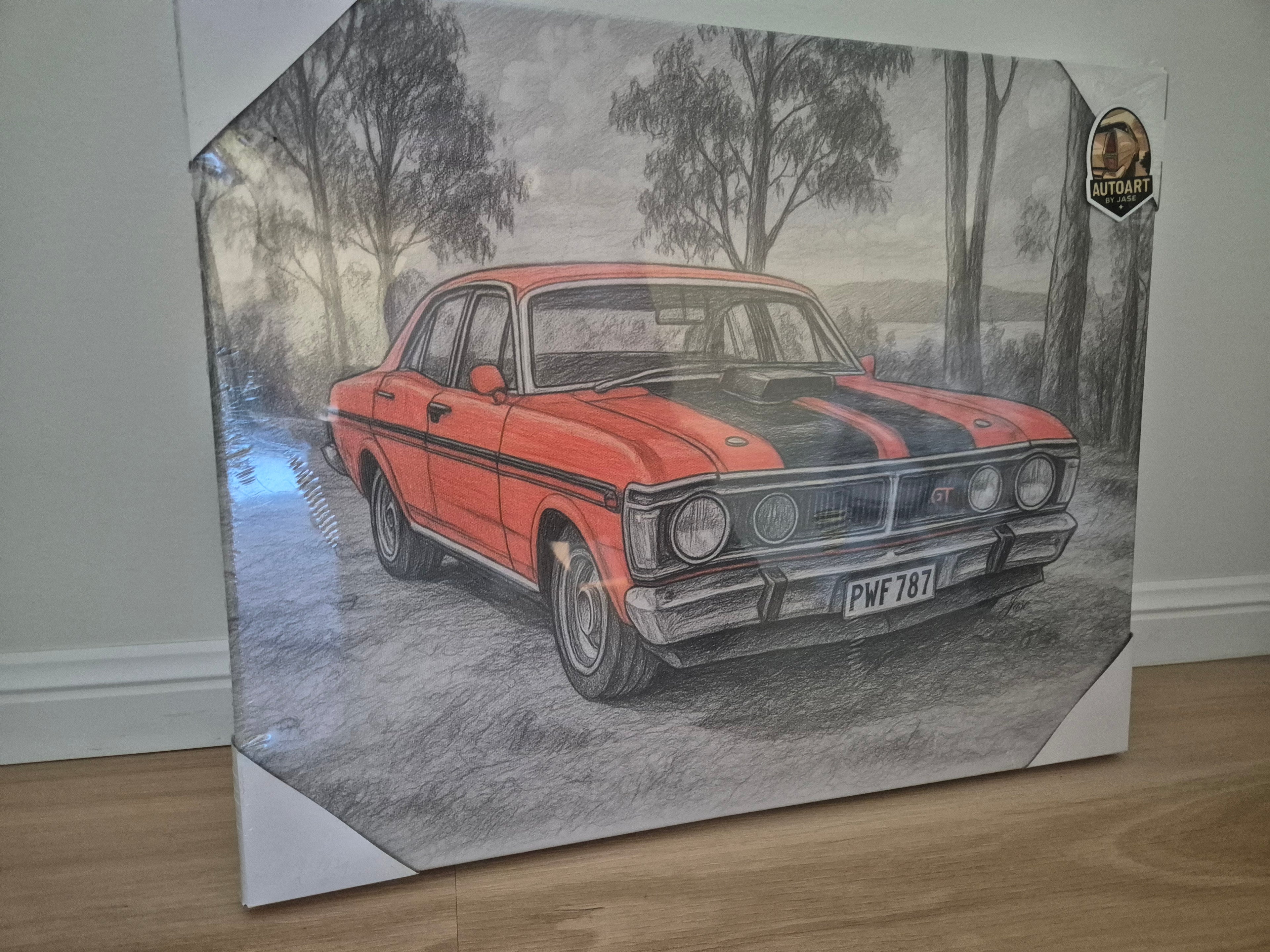 Red ford  XY falcon 40x50cm canvas print