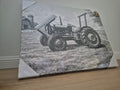 Black and white Tractor print 40x50cm