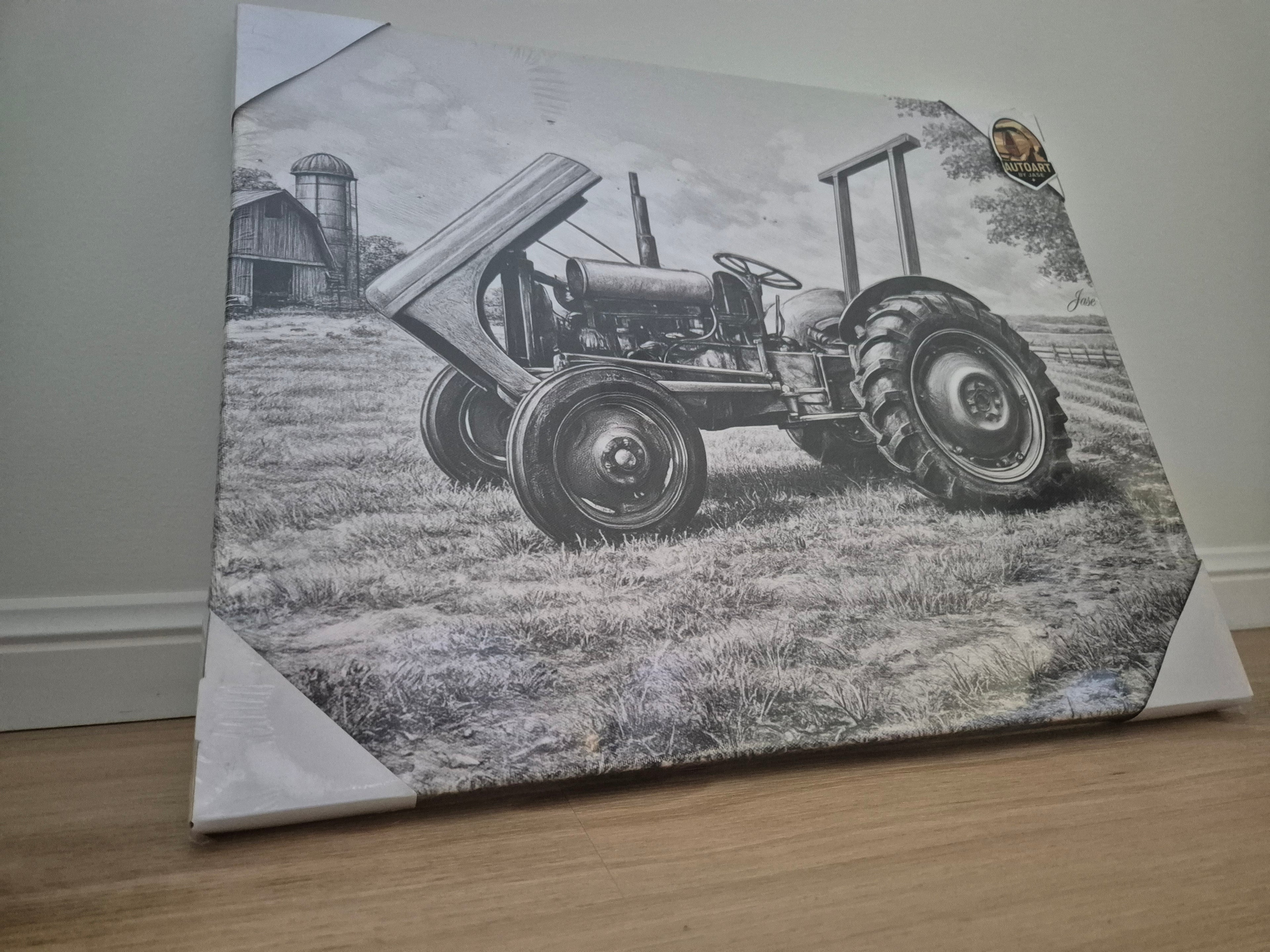 Black and white Tractor print 40x50cm