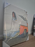Orange 1955 Chevy sedan canvas print 40x50cm