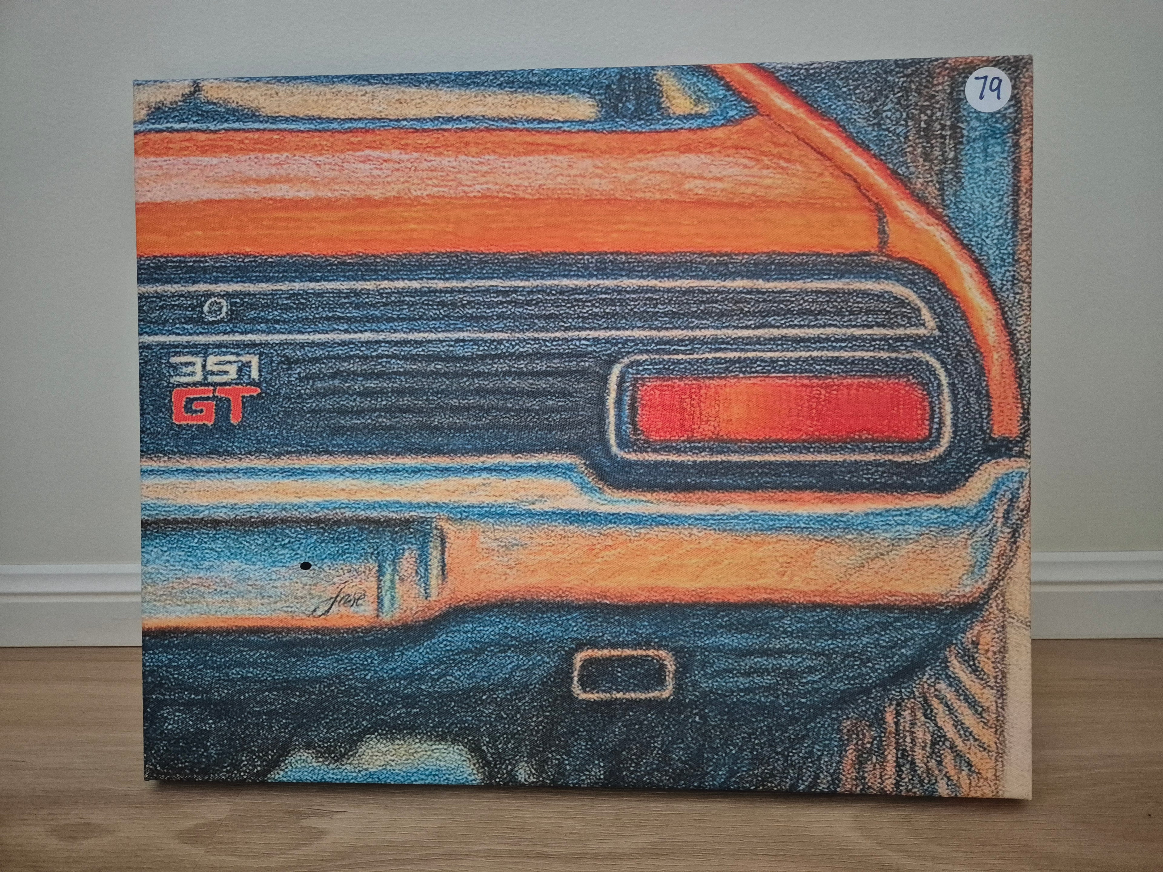 Ford XB GT orange canvas print 40x50 cm