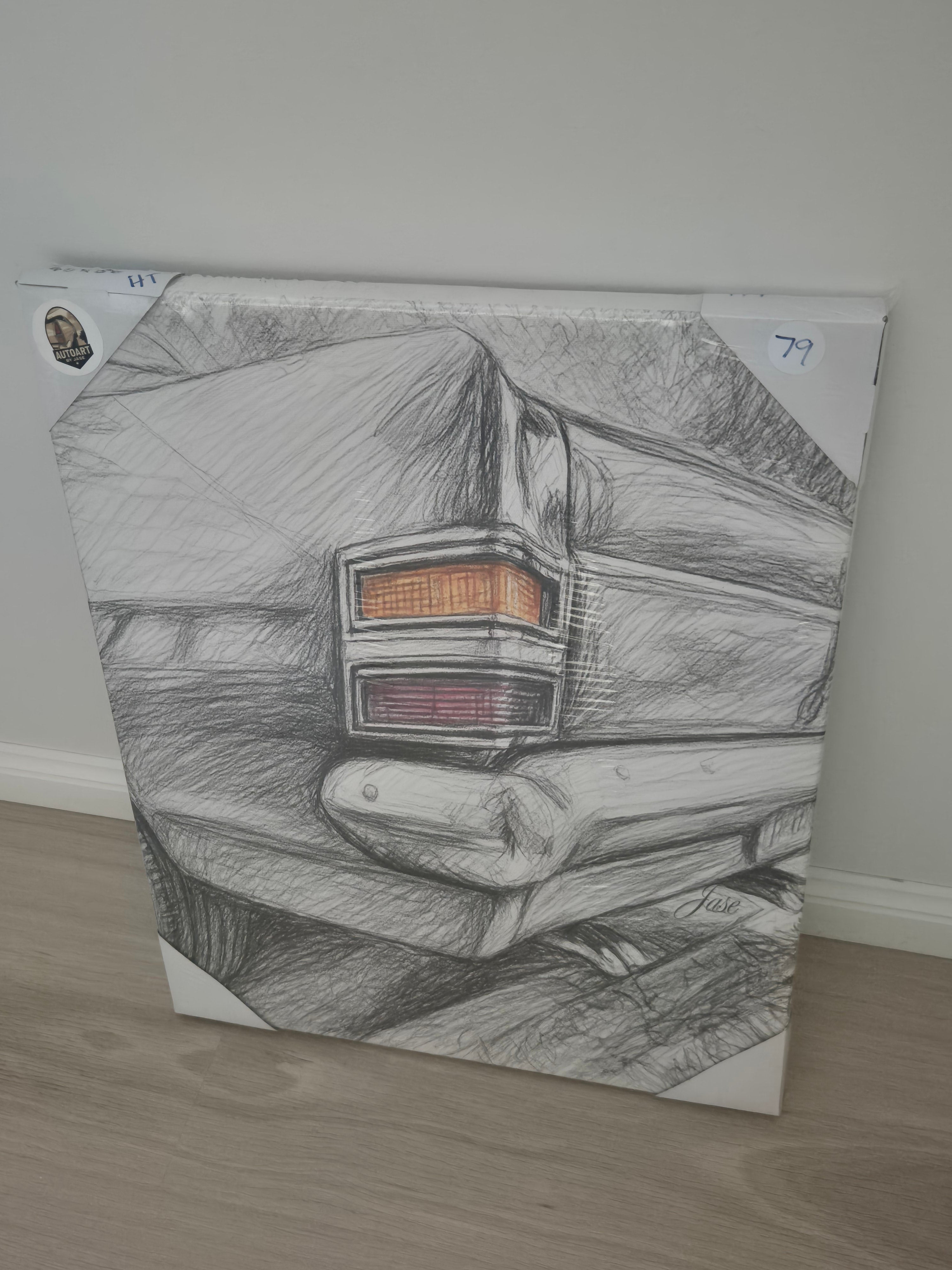 HT holden rear Quarter canvas print 40x50cm