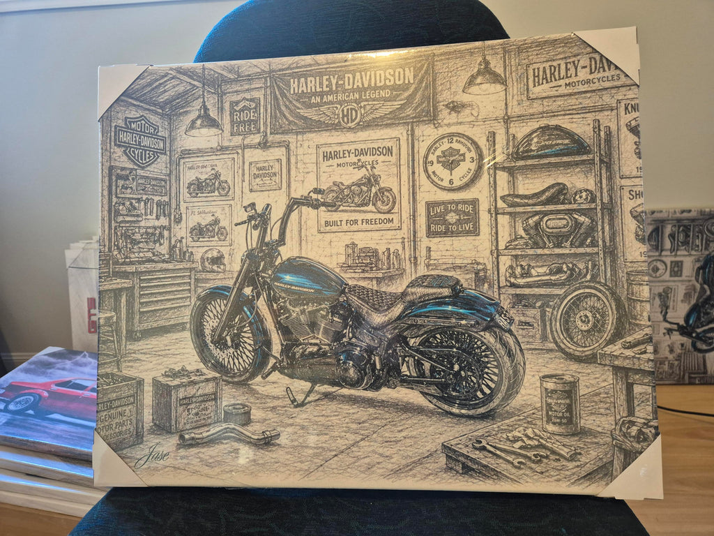 Harley davidson break out motorcycle 40x50cm canvas print