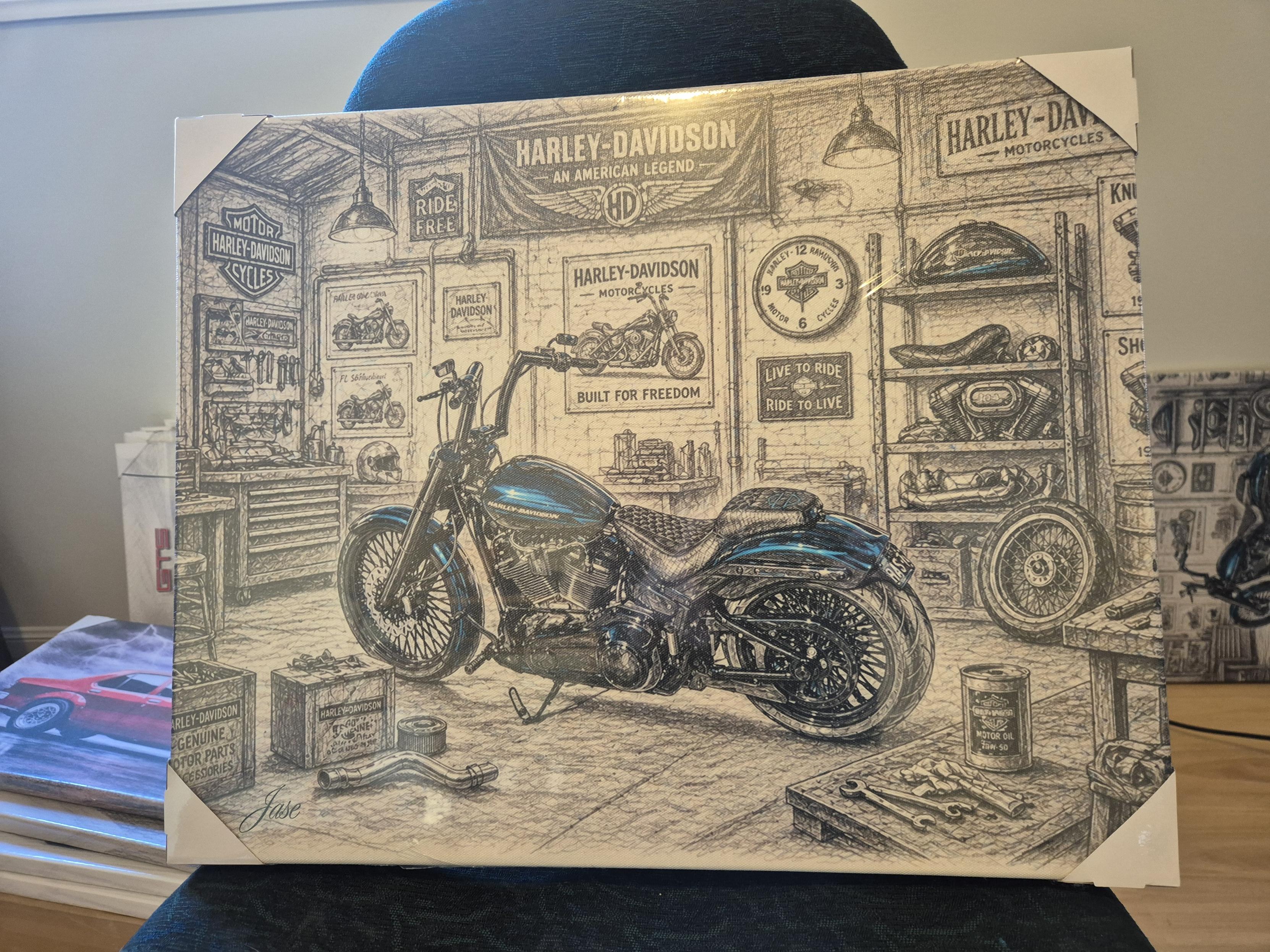 Harley davidson break out motorcycle 40x50cm canvas print