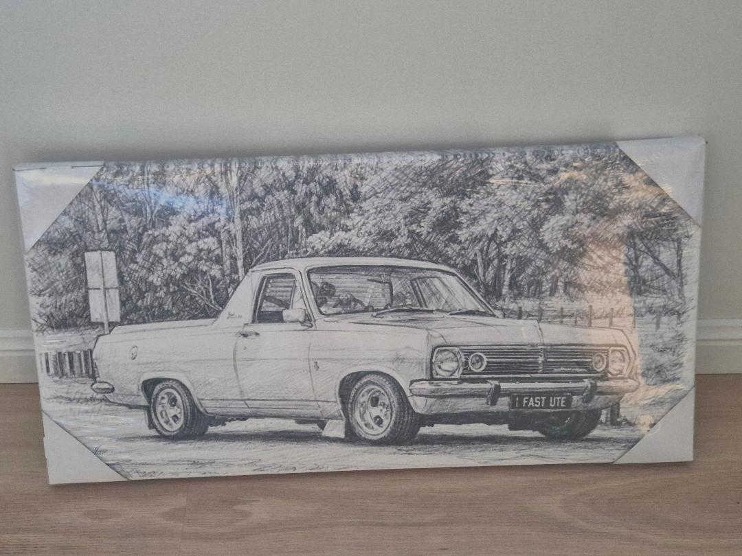The HR holden ute canvas print 30x60cm
